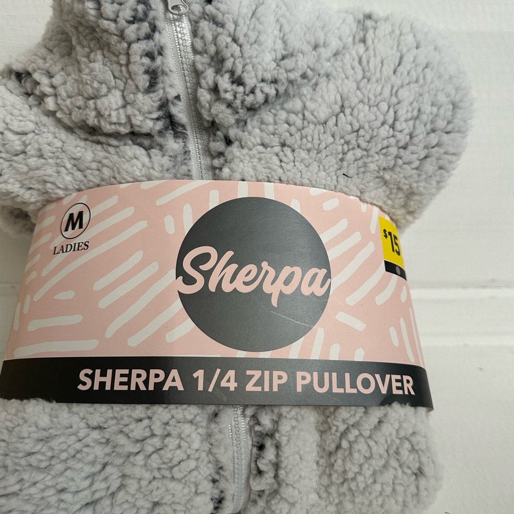 Bobbie Brooks Gray Sherpa 1/4 Zip Pullover